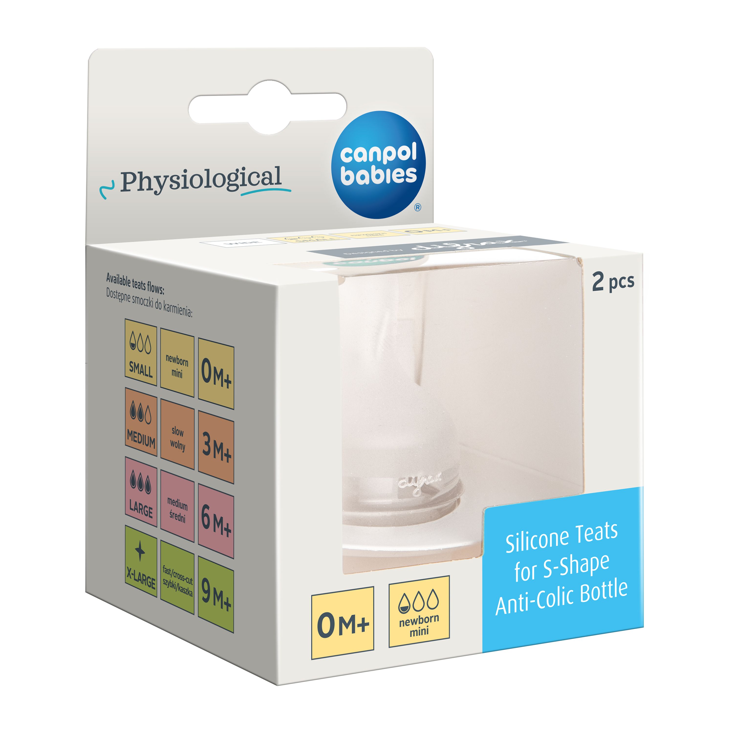 Соска силиконовая к бутылочке Canpol babies S-Shape S 0m+ Mini 2 шт 59/891