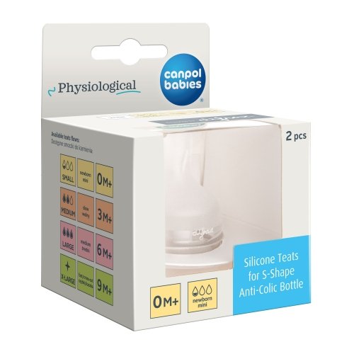 Соска силиконовая к бутылочке Canpol babies S-Shape S 0m+ Mini 2 шт 59/891