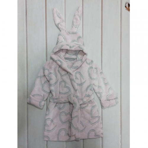 Махровый халат для детей ЛяЛя 1 - 5 лет Велсофт Светло-розовый/Серый 16МХ101_5-91