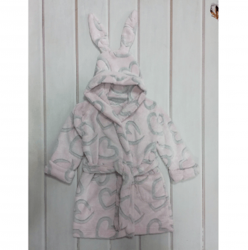 Махровый халат для детей ЛяЛя 1 - 5 лет Велсофт Светло-розовый/Серый 16МХ101_5-91