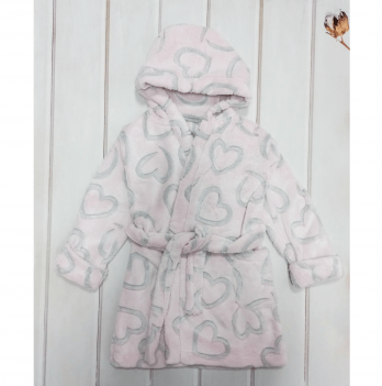 Махровый халат для детей ЛяЛя 5 - 17 лет Велсофт Светло-розовый/Серый 16МХ102_5-91