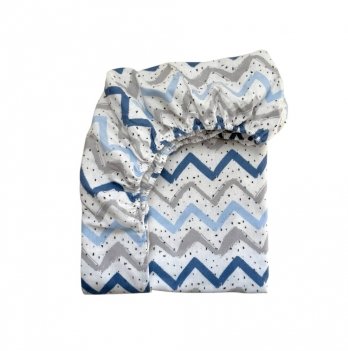 Детская простынь на резинке Маленькая соня фланель Зигзаг серо-голубой Серый/Голубой 176576