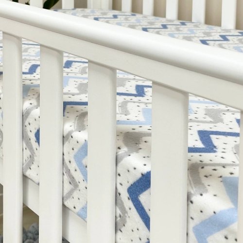 Детская простынь на резинке Маленькая соня фланель Зигзаг серо-голубой Серый/Голубой 176576