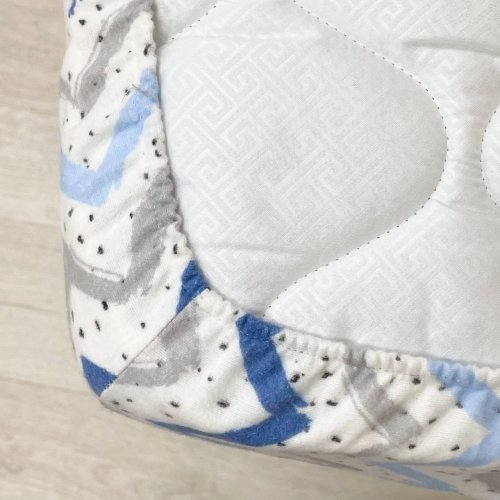 Детская простынь на резинке Маленькая соня фланель Зигзаг серо-голубой Серый/Голубой 176576