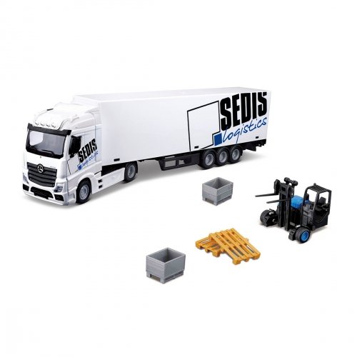 Игровой набор машинка Bburago Mercedes-Benz Actros Фура c погрузчиком 1:43 18-31471