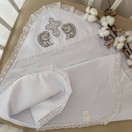 Крыжма для крещения Бетис Талисман ангела 75х100 см Белый/Серебряный 27682411