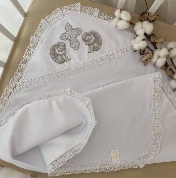 Крыжма для крещения Бетис Талисман ангела 75х100 см Белый/Серебряный 27682411