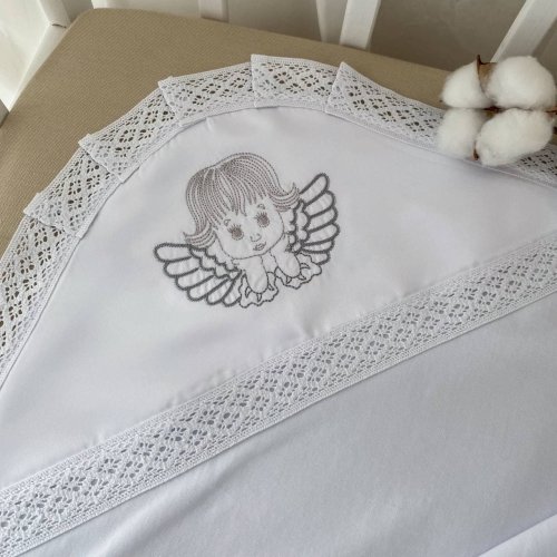 Крыжма для крещения Бетис Светлый ангел 75х80 см Белый/Серебряный 27682574