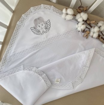 Крыжма для крещения Бетис Светлый ангел 75х80 см Белый/Серебряный 27682574