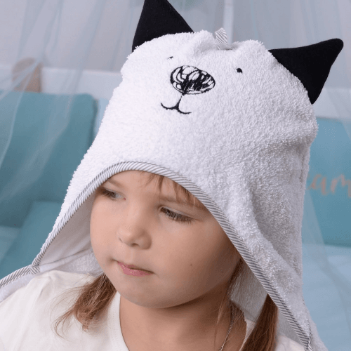 Детское полотенце уголок Veres Cat Белый/Черный 80х120 см 190.05