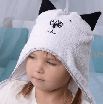 Детское полотенце уголок Veres Cat Белый/Черный 80х120 см 190.05