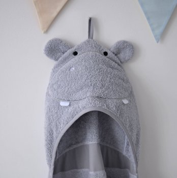 Детское полотенце уголок Veres Hippo Серый 80х120 см 190.06