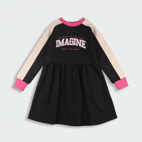 Платье детское Bembi Autumn 2025 7 - 11 лет Трикотаж двунитка Черный/Молочный ПЛ432