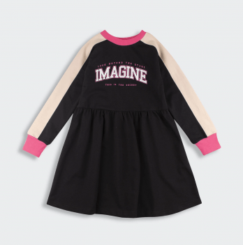 Платье детское Bembi Autumn 2025 7 - 11 лет Трикотаж двунитка Черный/Молочный ПЛ432