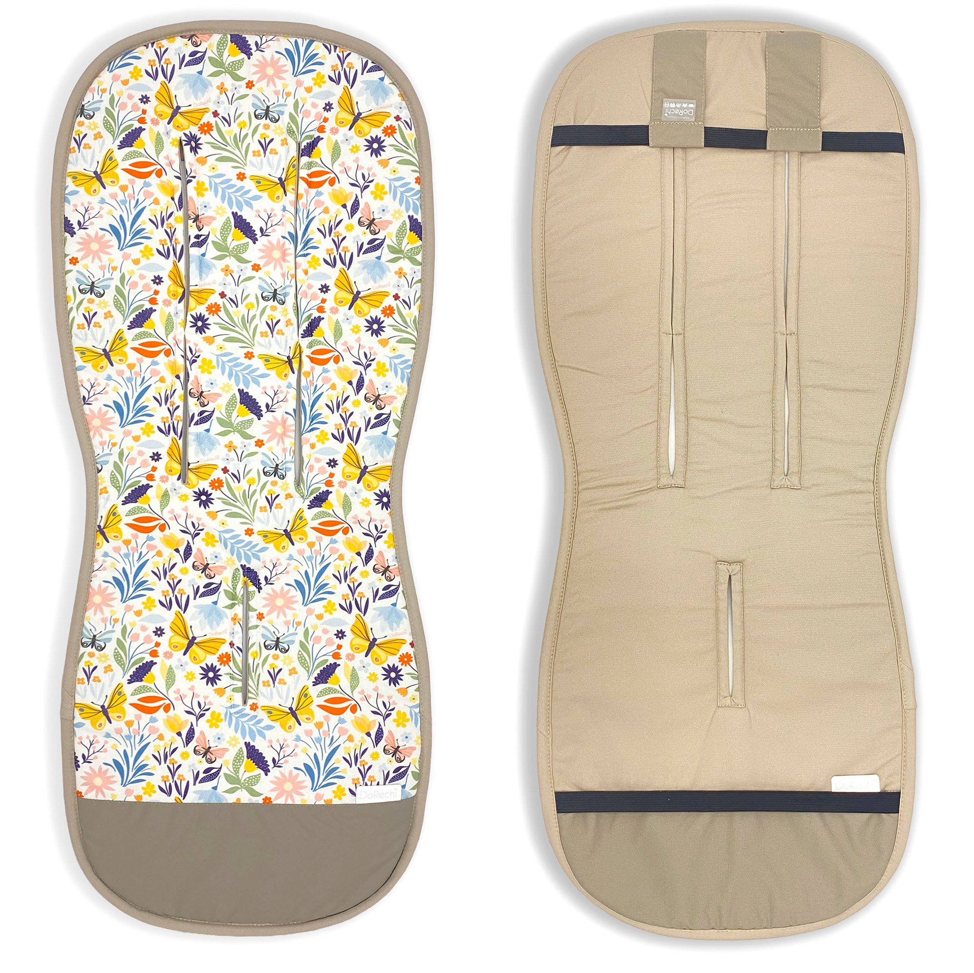 Матрасик в коляску ДоРечі Мотыльки Бежевый/Зеленый 89х37 см 1930_30