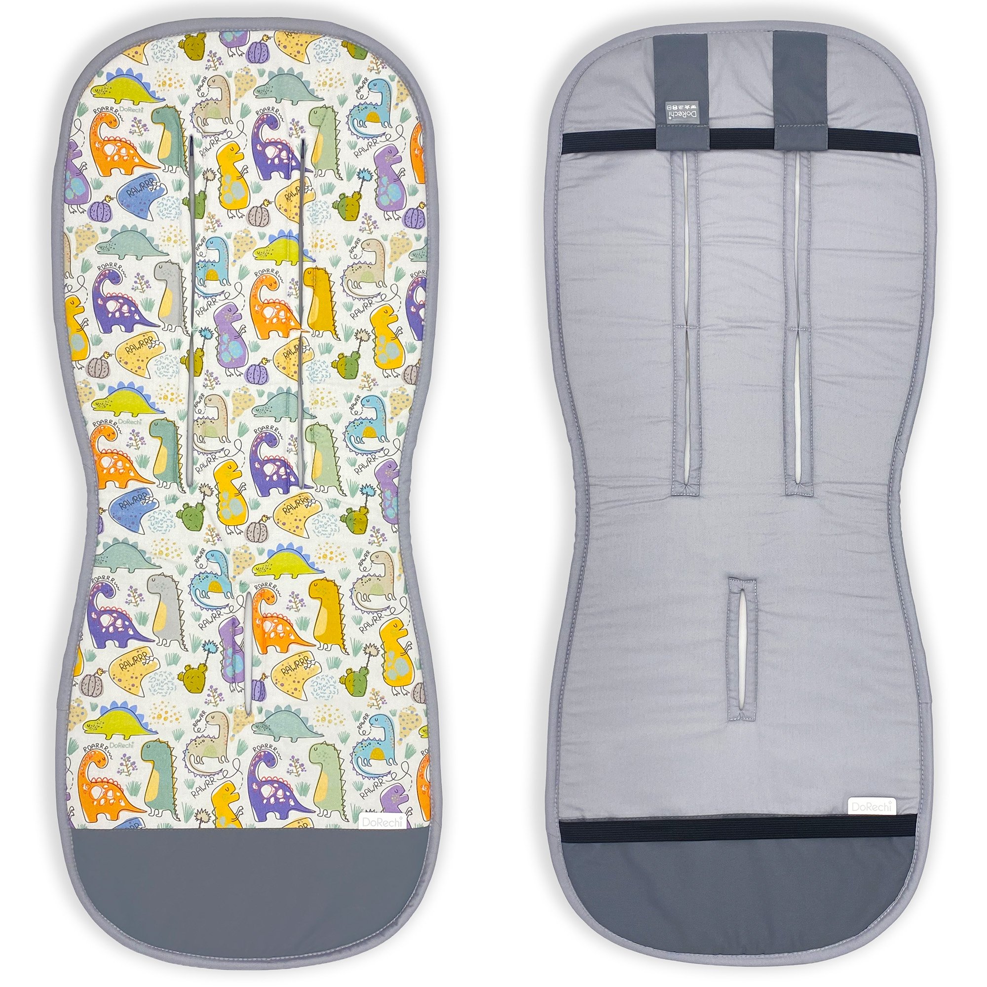 Матрасик в коляску ДоРечі Динозавры Серый 89х37 см 1930_32