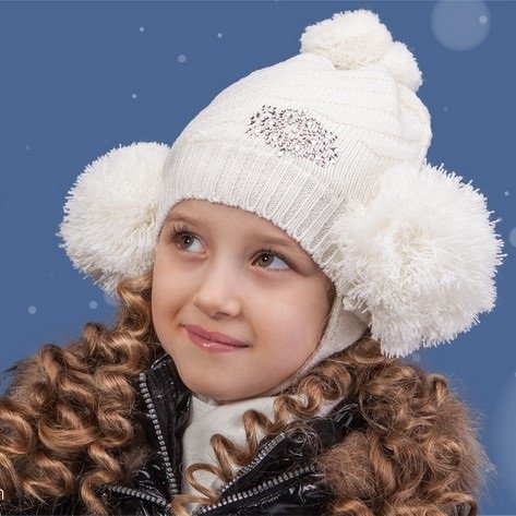 Зимняя шапка детская Tutu 4 - 5 лет Вязка Молочный 3-001205