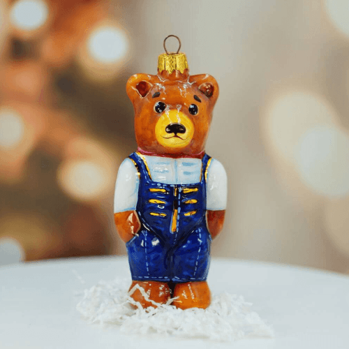 Елочная игрушка Rizdviani Istorii Медведь в комбинезоне 13,5 см 4820001045598