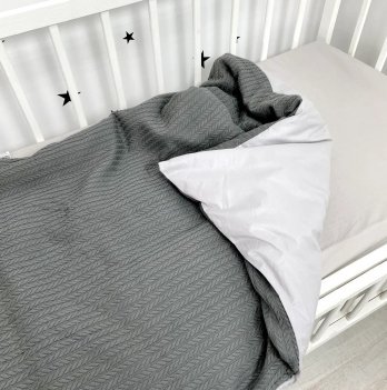 Плед для новорожденных Oh My Kids Gray Ранфорс/Пике Серый 100х80 см КУ-053-СПП
