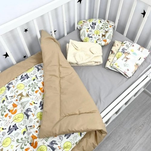 Детское постельное белье в кроватку Oh My Kids Подарочный набор Зверюшки Бежевый ПН-022