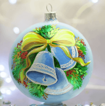 Новогодний шар на елку Santa Shop Колокольчики Голубой 10 см 4820001106923