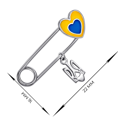 Серебряная булавка Silvex Сердце Ukraine БР2/054