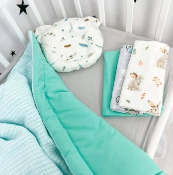 Детское постельное белье в кроватку Oh My Kids Подарочный набор Мятный Мятный ПН-017