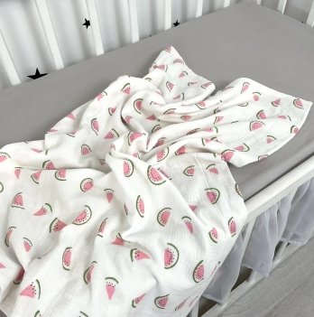 Муслиновый плед для новорожденных Oh My Kids Арбузик Муслин Розовый 90х70 см МПЛ-032