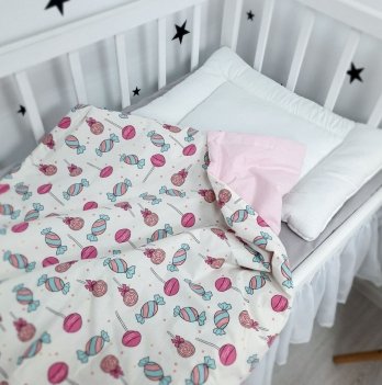 Плед для новорожденных Oh My Kids Конфетка Сатин/Ранфорс Розовый 100х80 см КЛ-037-Х