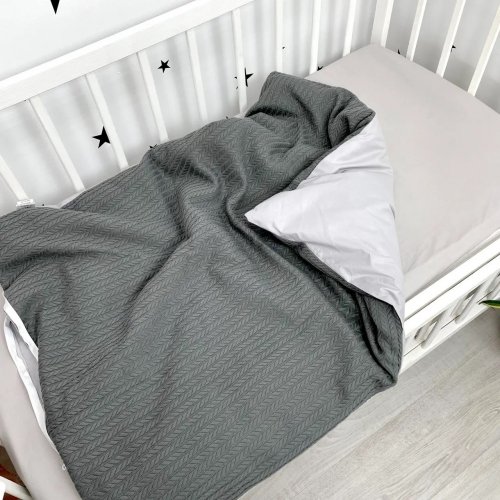Плед для новорожденных Oh My Kids Gray Ранфорс/Пике Серый 100х80 см КУ-053-СПП
