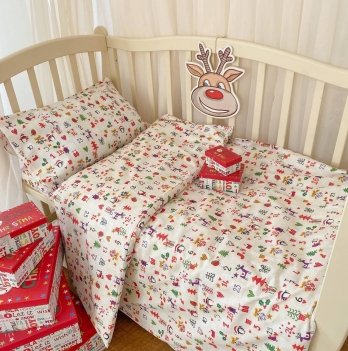 Детское постельное белье в кроватку BetiS Новий рік Ранфорс Бежевый 27689781
