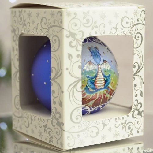 Новогодний шар на елку Santa Shop Дракон - Невозмутимый Синий 8,5 см 4820001112634