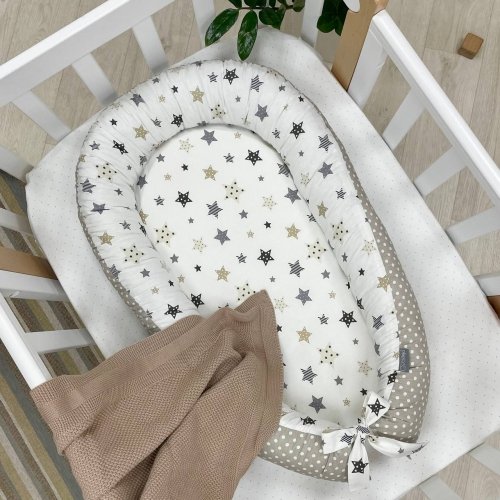 Кокон для новорожденных Маленькая Соня Premium stars серо-бежевый Бежевый 5019433