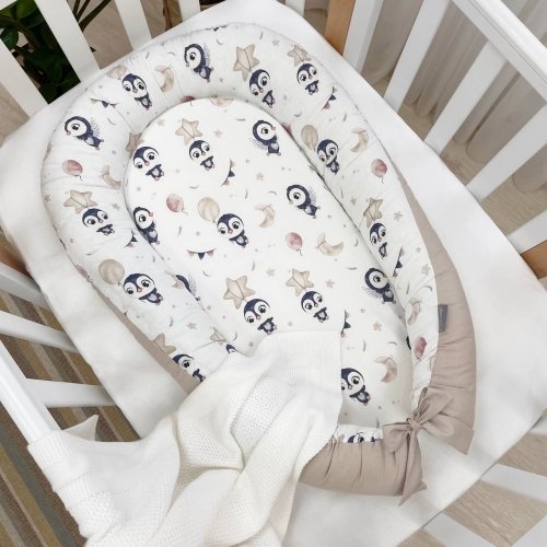 Кокон для новорожденных Маленькая Соня Пингвин Синий/Бежевый 5019152