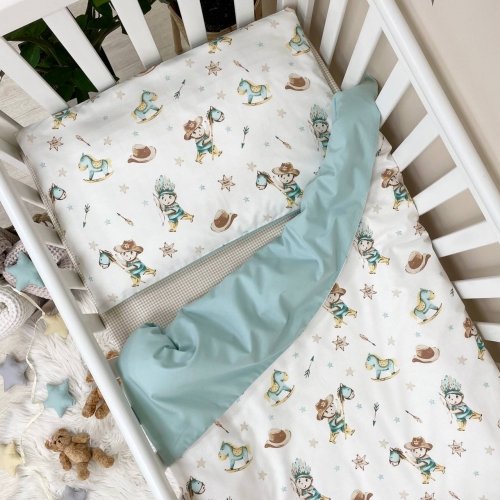 Детское постельное белье в кроватку Маленькая Соня Baby Mix Western Мятный 0391174