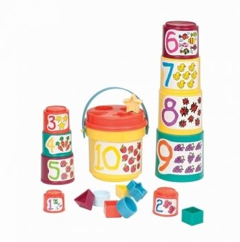 Игровой набор Battat Lite - Сортер-пирамидка 2 в 1 (19 предметов)