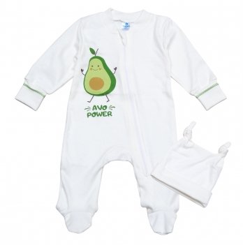 Человечек для новорожденных на молнии Minikin Авокадо 0-3 месяца Молочный 2018403