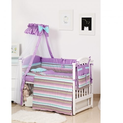 Комплект постельного белья Twins Premium Modern Зигзаг Фиолетовый 4028-P-116 9 предметов