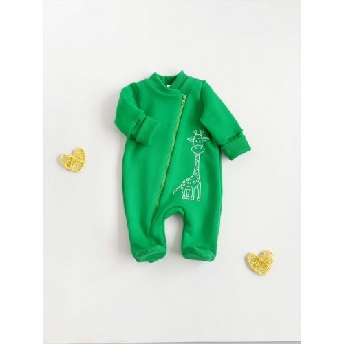 Детский комбинезон для новорожденных с начесом My Little Fish Жираф 0-18 мес Зеленый 016-29