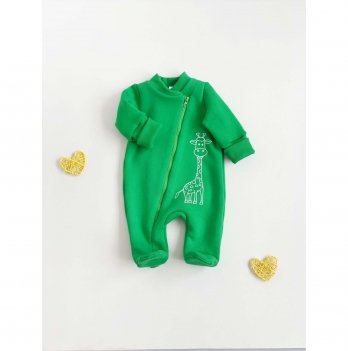 Детский комбинезон для новорожденных с начесом My Little Fish Жираф 0-18 мес Зеленый 016-29