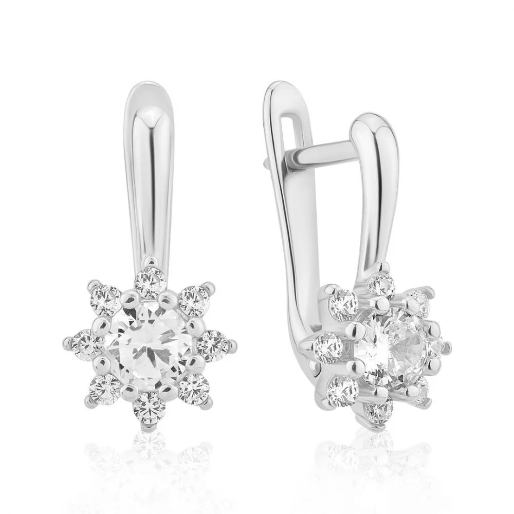 Серебряные сережки UMAX Цветок с фианитами 20782 Серебряные сережки UMAX Цветок с фианитами 20782
