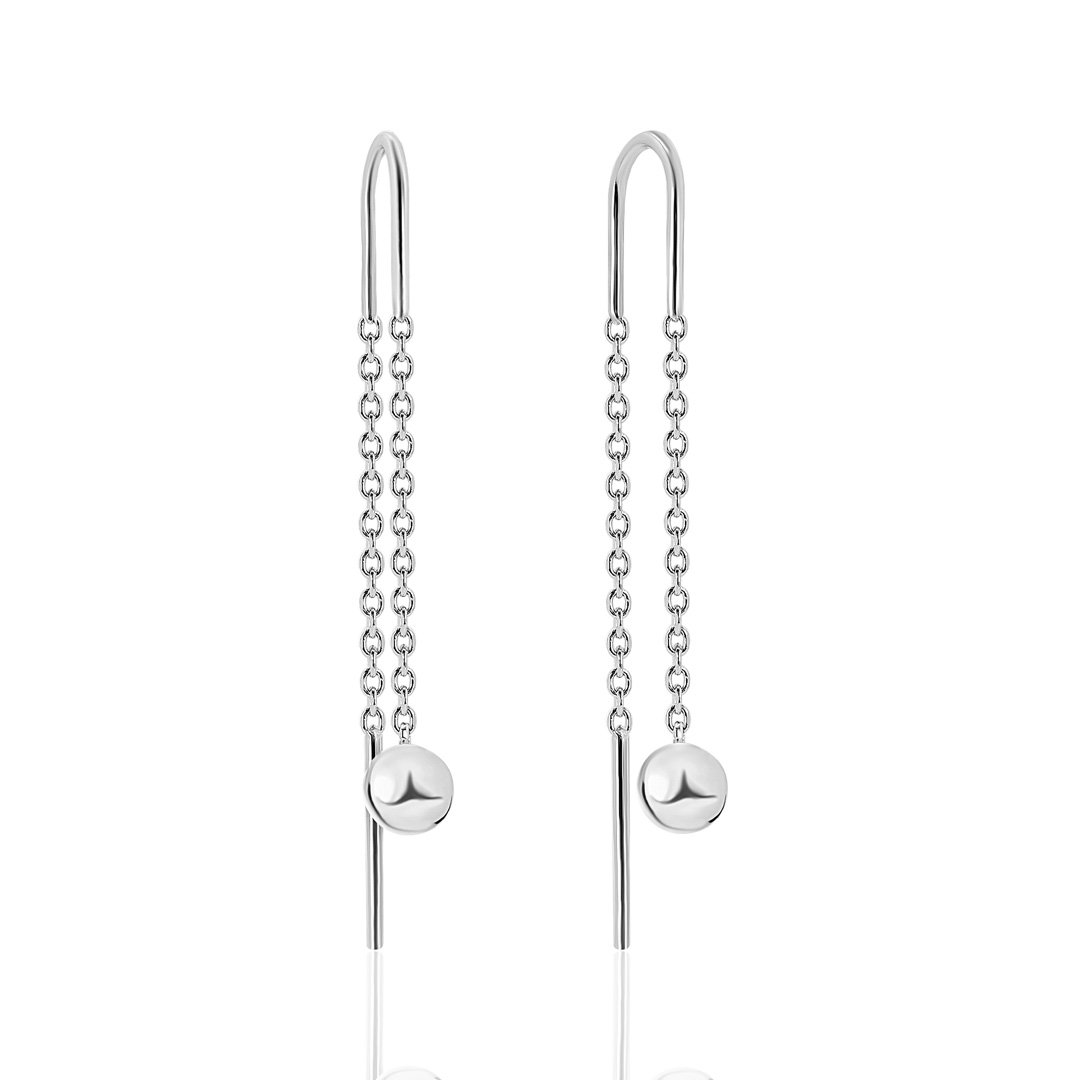 Серебряные сережки протяжки UMAX Шарик 20786