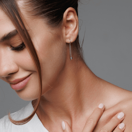 Серебряные сережки протяжки UMAX Шарик 20786