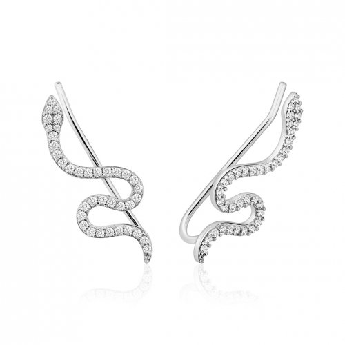 Серебряные серьги каффы с фианитами UMAX Змея 20792