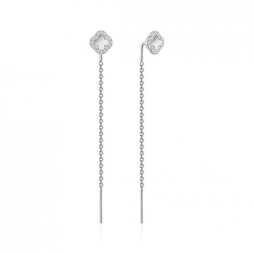 Серебряные сережки протяжки UMAX Клевер 20810