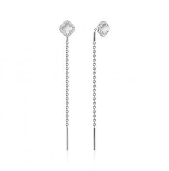 Серебряные сережки протяжки UMAX Клевер 20810