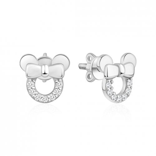 Серебряные сережки пусеты с фианитами UMAX Мини Маус 20869