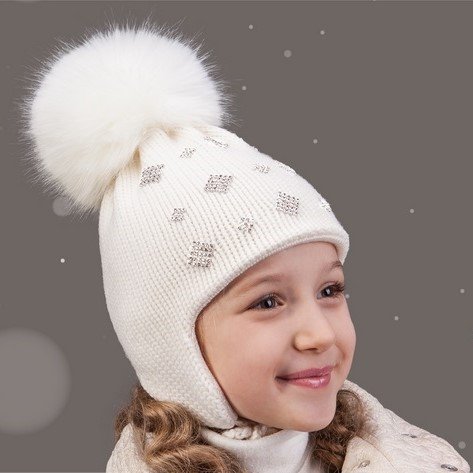 Зимняя шапка детская Tutu 2 - 8 лет Вязка Молочный 3-001195