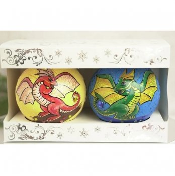 Набор елочных игрушек Santa Shop Зажигательные драконы Голубой/Желтый 10 см 2 шт 4820001112153