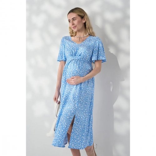 Платье для беременных и кормящих Юла Мама Vanessa Голубой/Белый DR-26.023